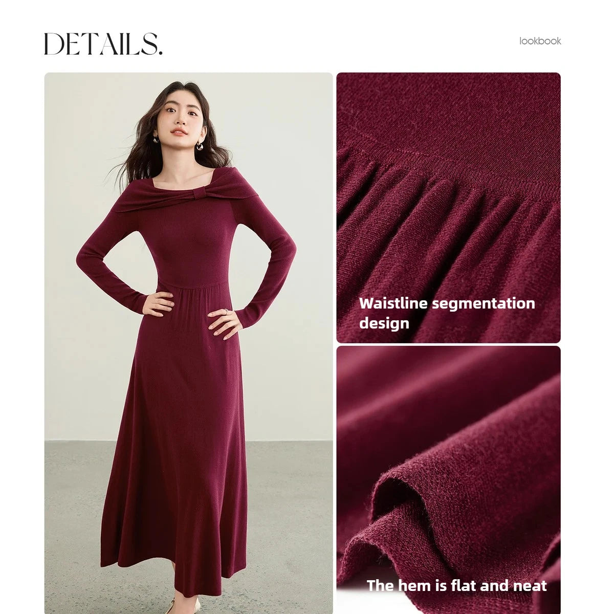Foldover-Neck A-Line Dress