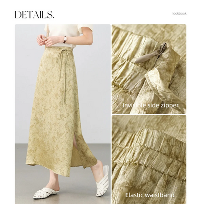 Patterned A-Line Midi Skirt
