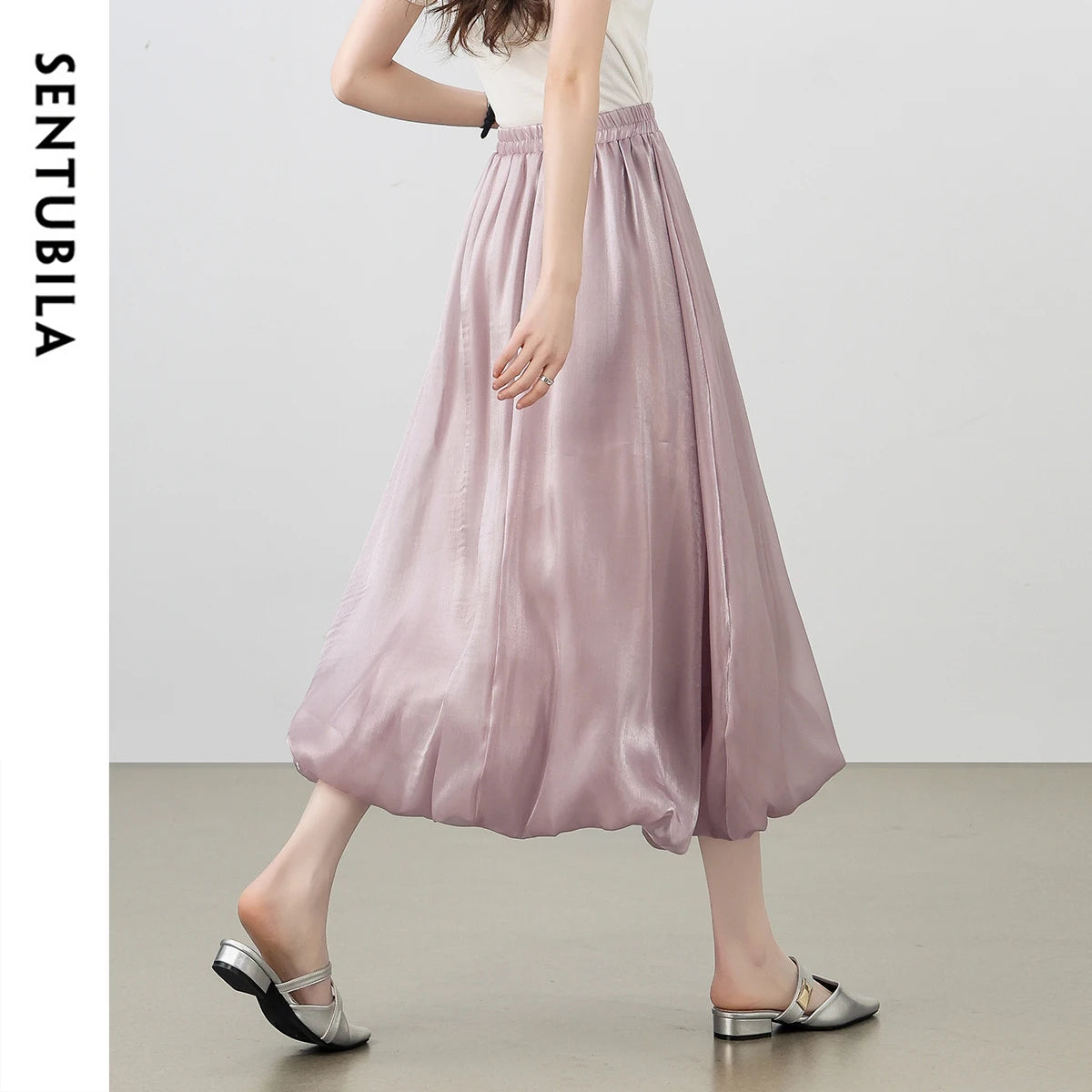 Gathered Bubble-Hem Skirt