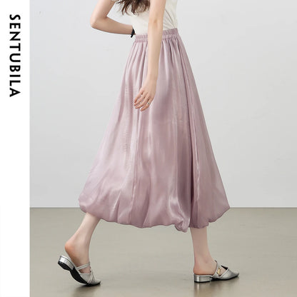 Gathered Bubble-Hem Skirt