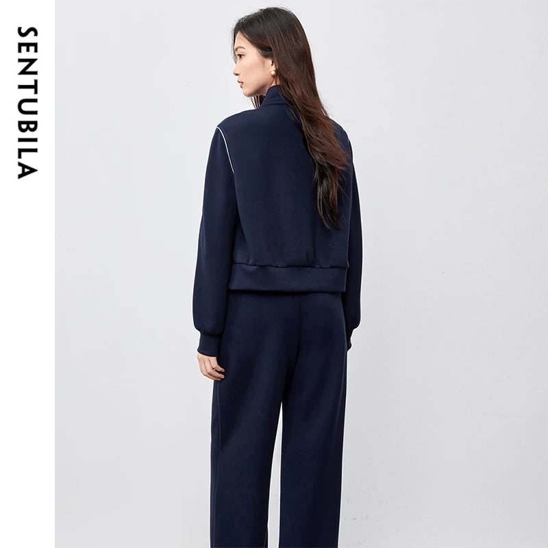 Contrast-Stitch Jacket and Pants Set