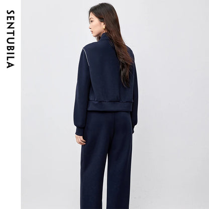 Contrast-Stitch Jacket and Pants Set