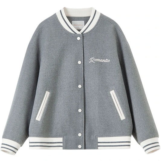 Contrast-Trim Varsity Jacket