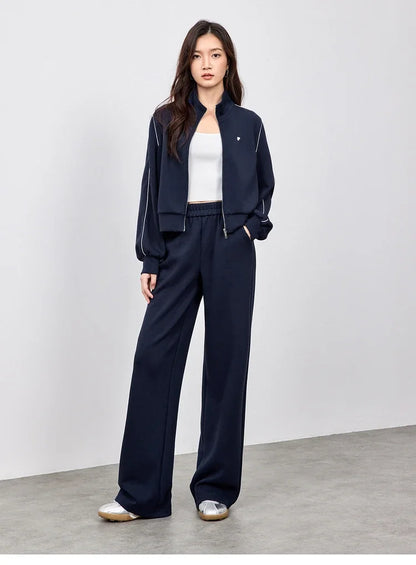 Contrast-Stitch Jacket and Pants Set