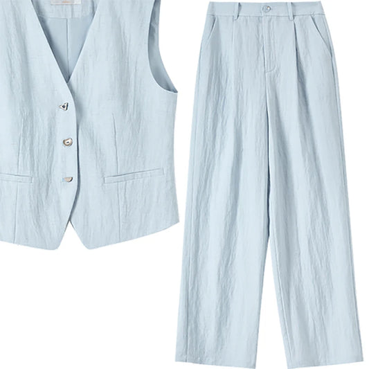 Button-Front Vest and Pants Set