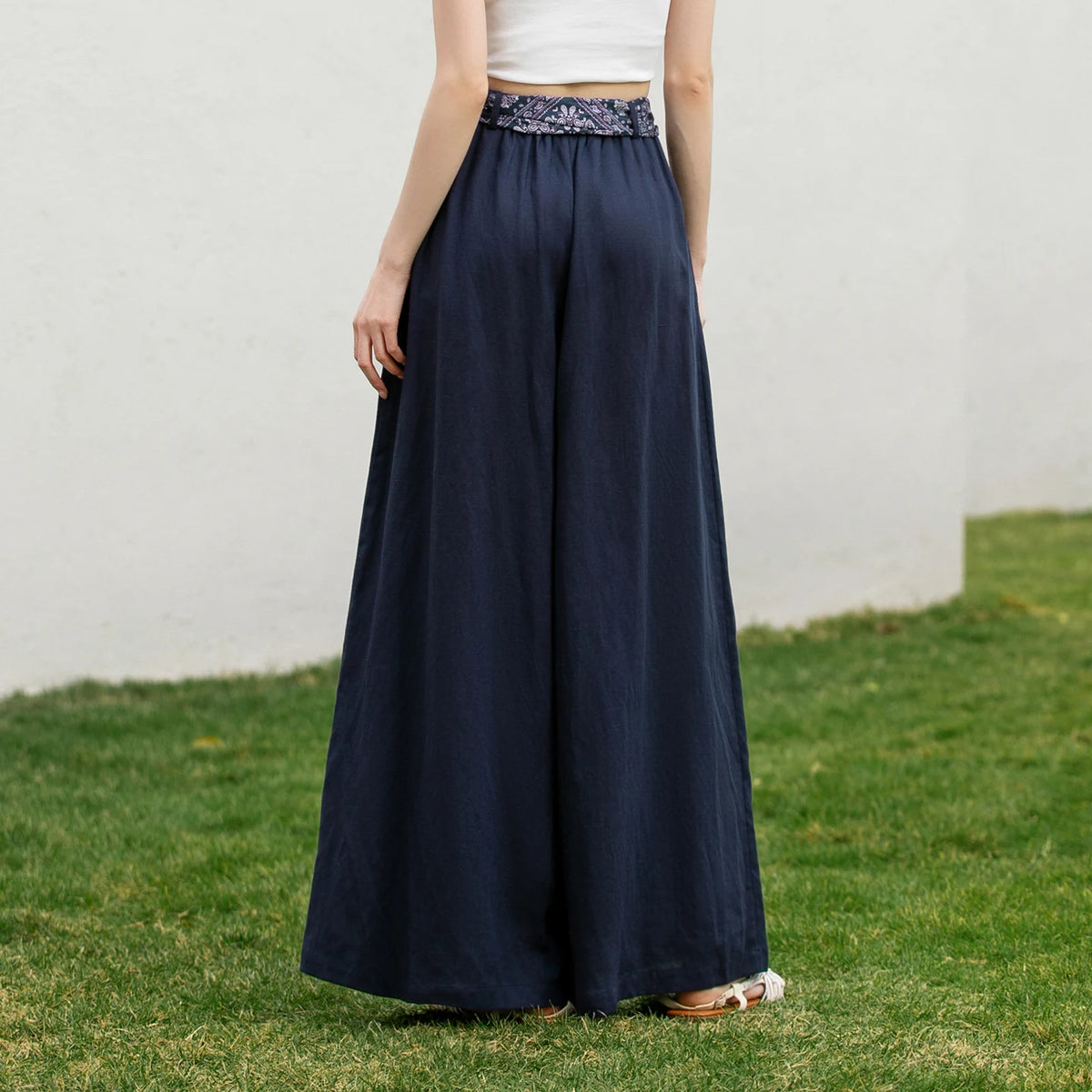 Elastic-Waist Wide-Leg Pants