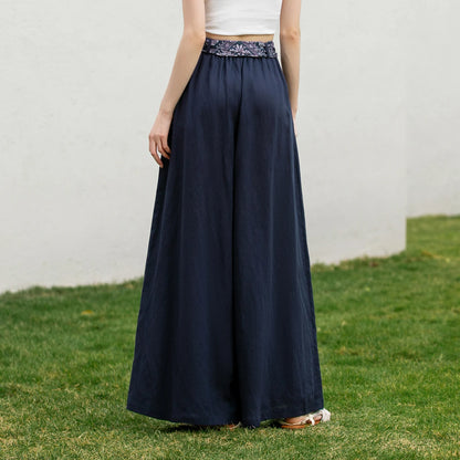 Elastic-Waist Wide-Leg Pants