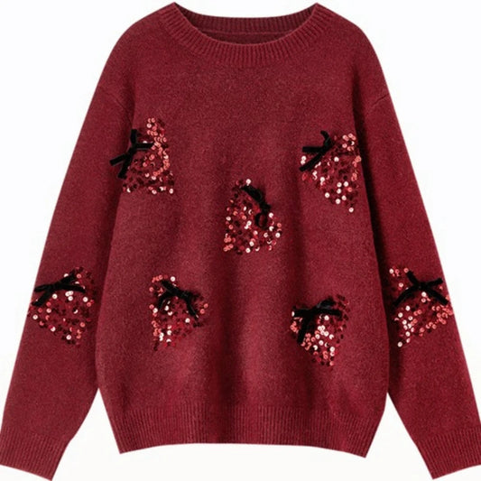 Bow-Embellished Crew-Neck Sweater