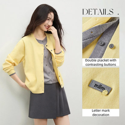 Layered-Look Round-Neck Cardigan