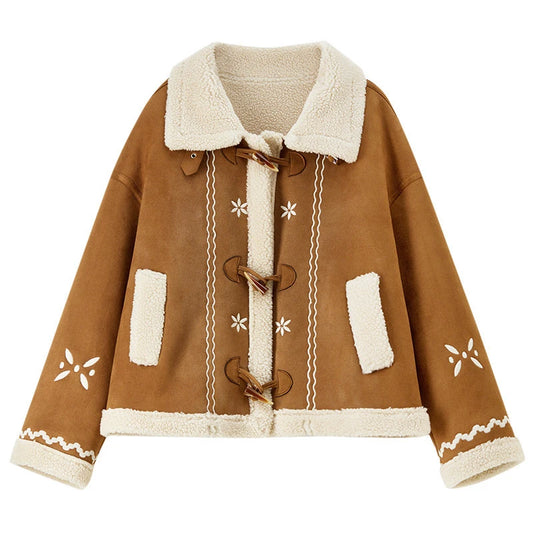 Embroidered Contrast-Trim Jacket