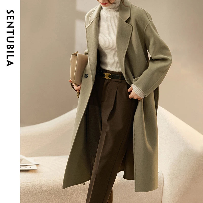 Belted Notched-Lapel Coat
