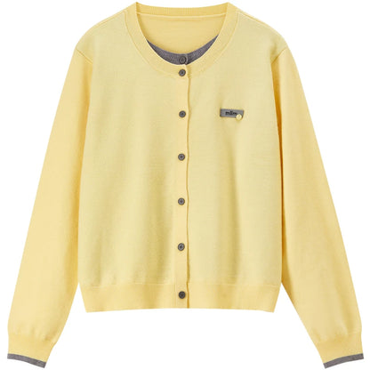 Layered-Look Round-Neck Cardigan