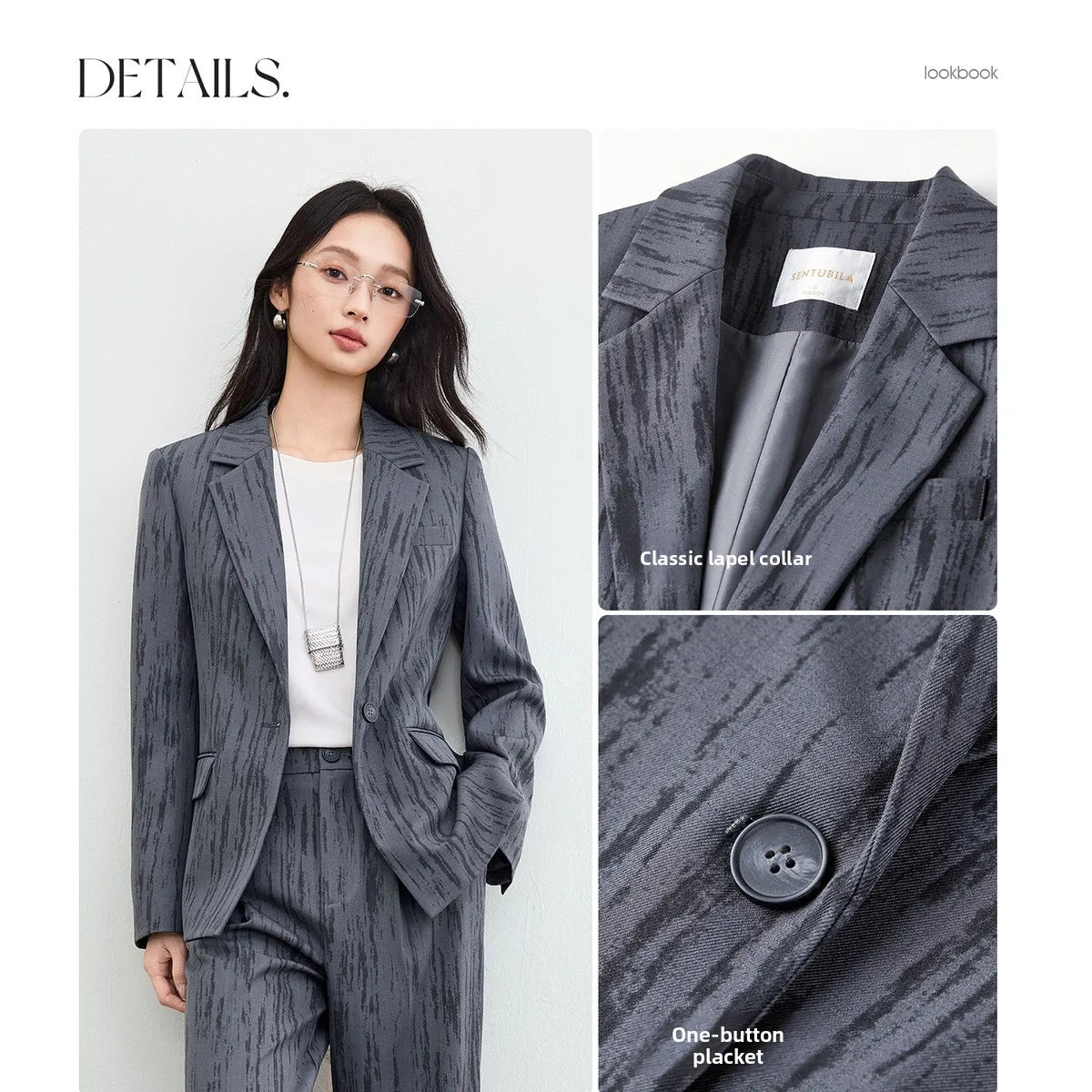 Textured Single-Button Blazer