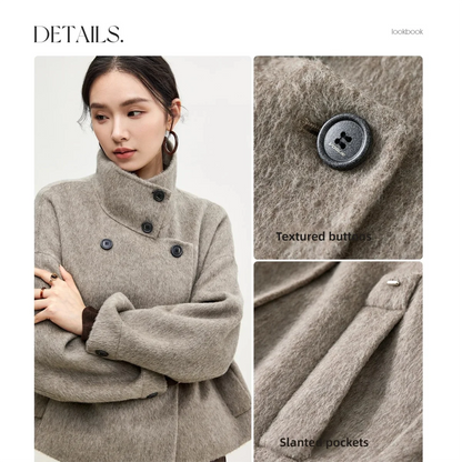 Stand-Collar Double-Breasted Jacket