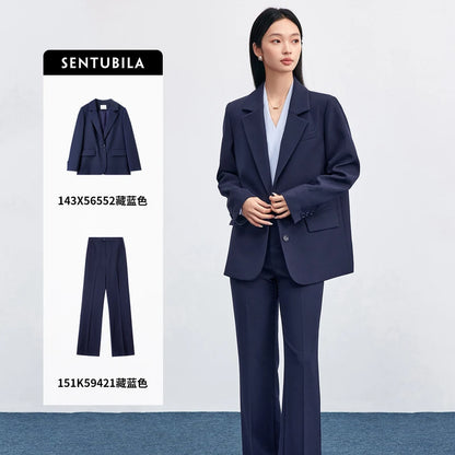 Notched-Lapel Blazer and Pants Set
