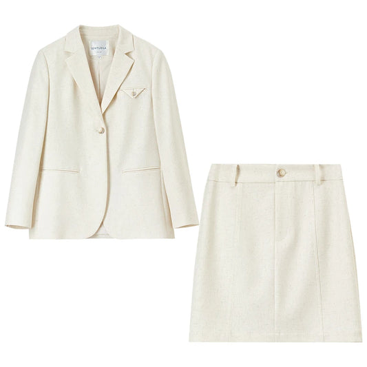 Single-Button Blazer and Skirt Set