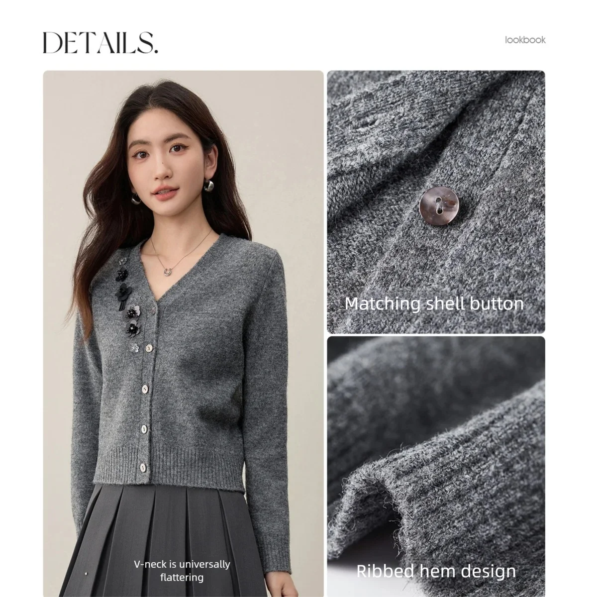 Embellished V-Neck Cardigan