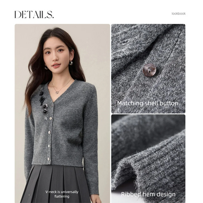 Embellished V-Neck Cardigan