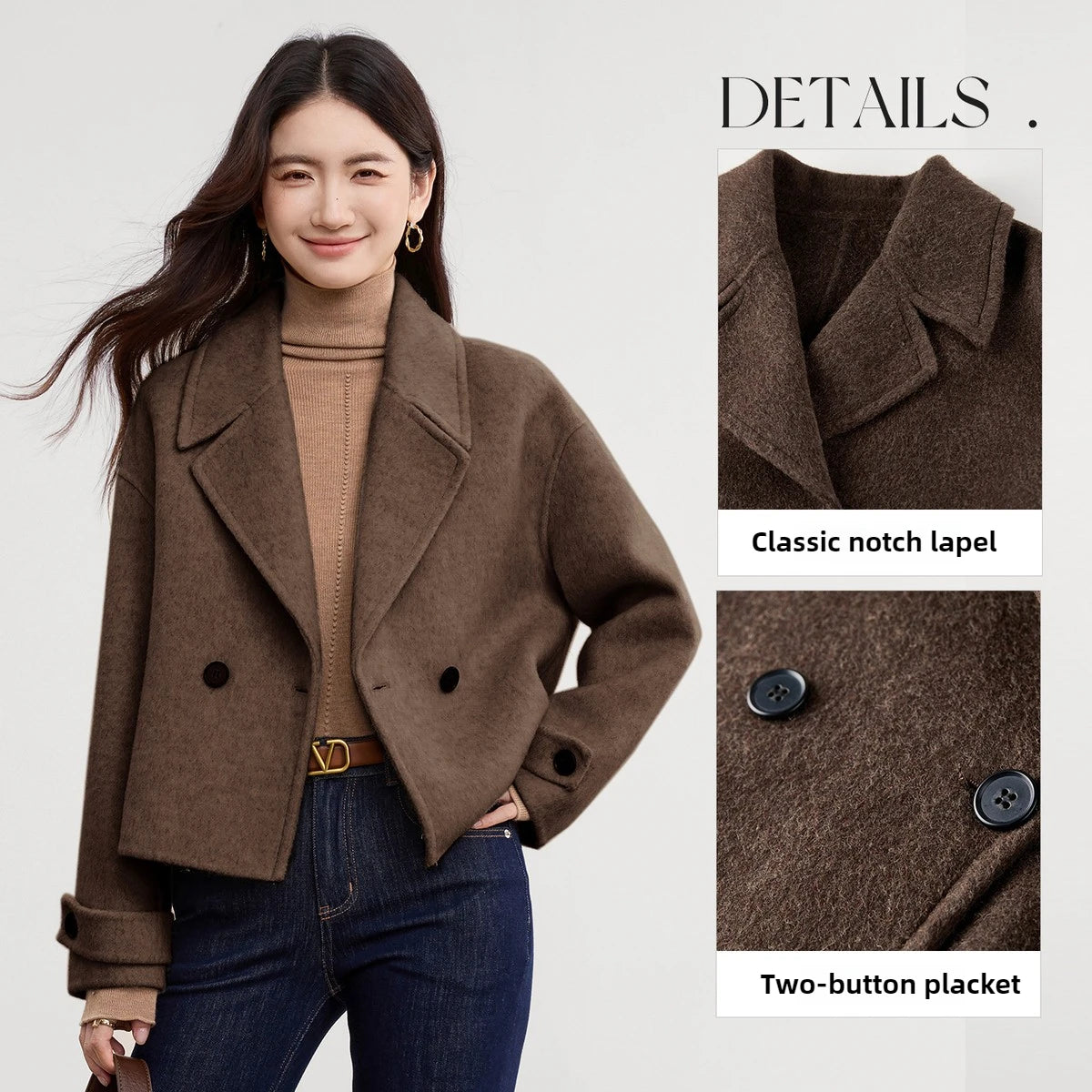 Double-Breasted Cropped Coat