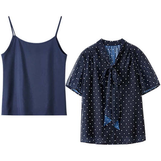Polka-Dot Blouse and Camisole Set