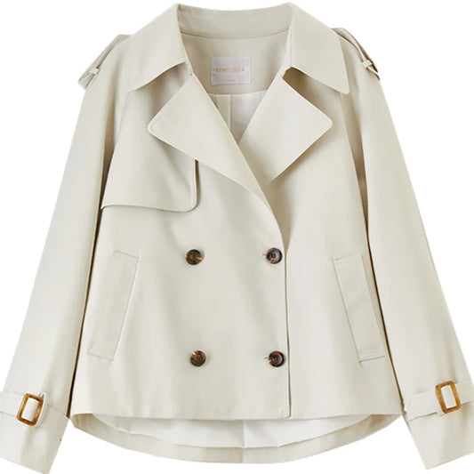 Double-Breasted Cropped Trench Jacket