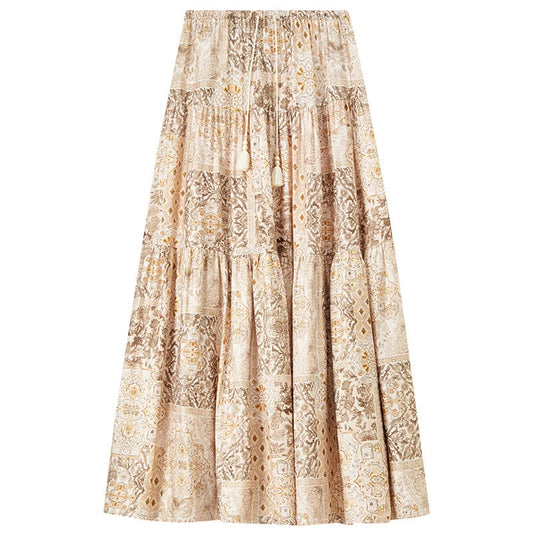 Printed Tiered Maxi Skirt