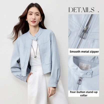Stand-Collar Zip-Front Jacket