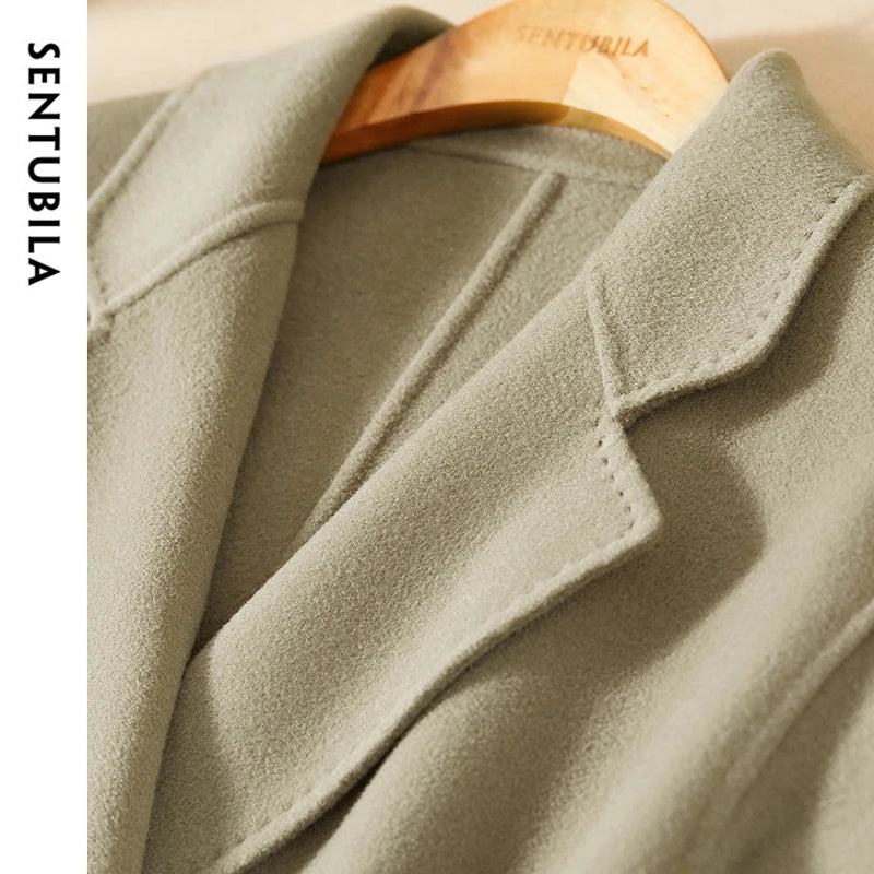 Belted Notched-Lapel Coat