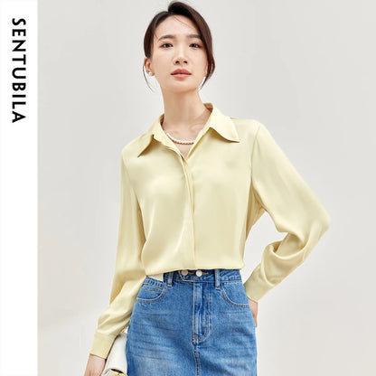 Collared Long-Sleeve Blouse