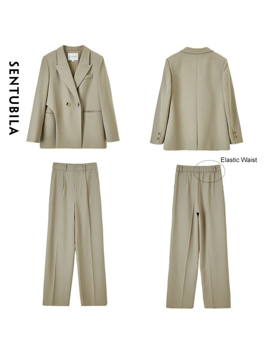 Double-Breasted Blazer and Pants Set