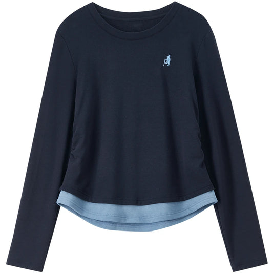 Layered-Hem Long-Sleeve Top