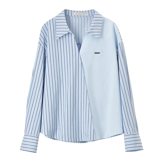 Contrast-Panel Striped Shirt