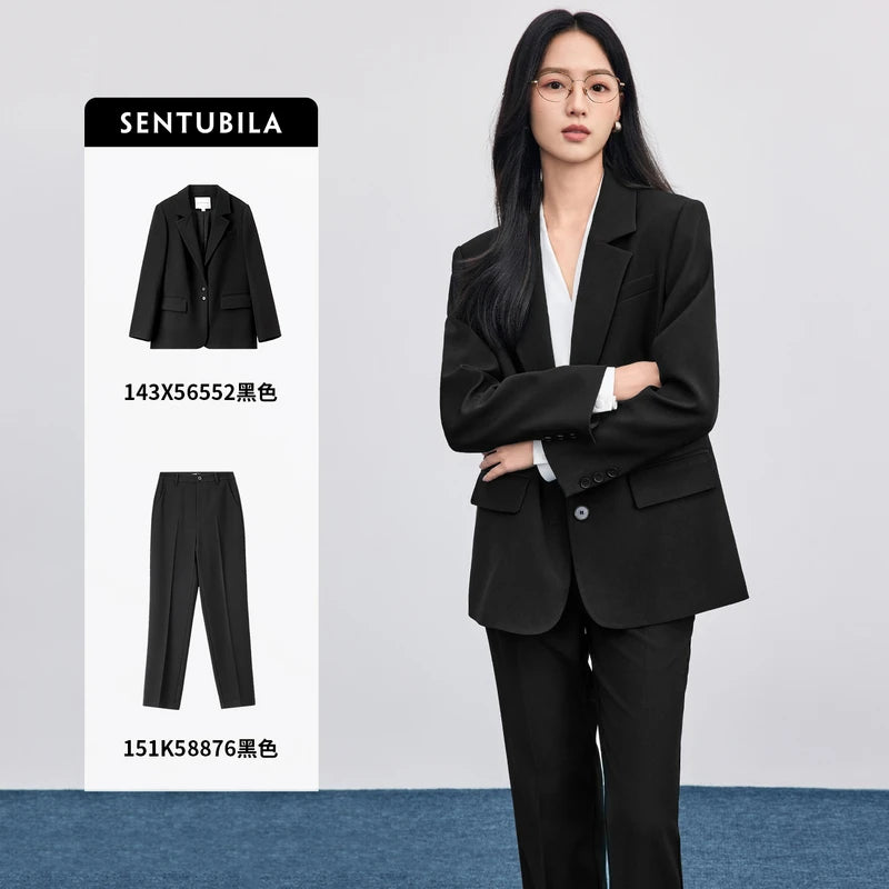 Notched-Lapel Blazer and Pants Set