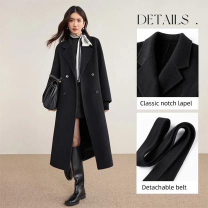 Notched-Lapel Long Coat