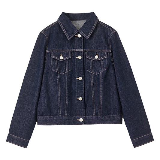 Contrast-Stitch Collared Jacket