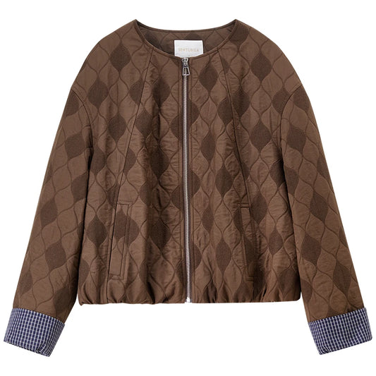 Diamond-Quilted Zip-Front Jacket