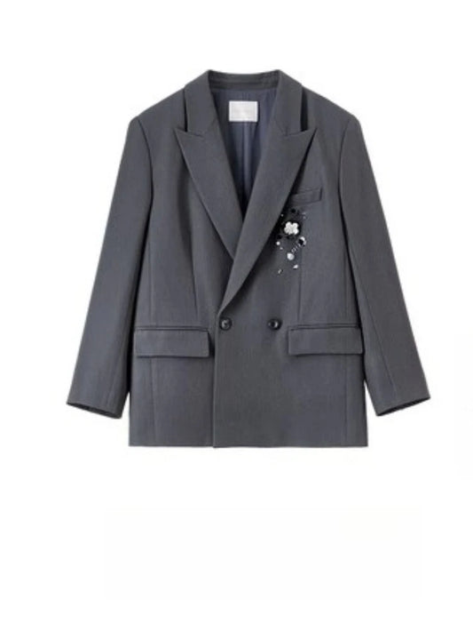 Double-Breasted Notched-Lapel Blazer