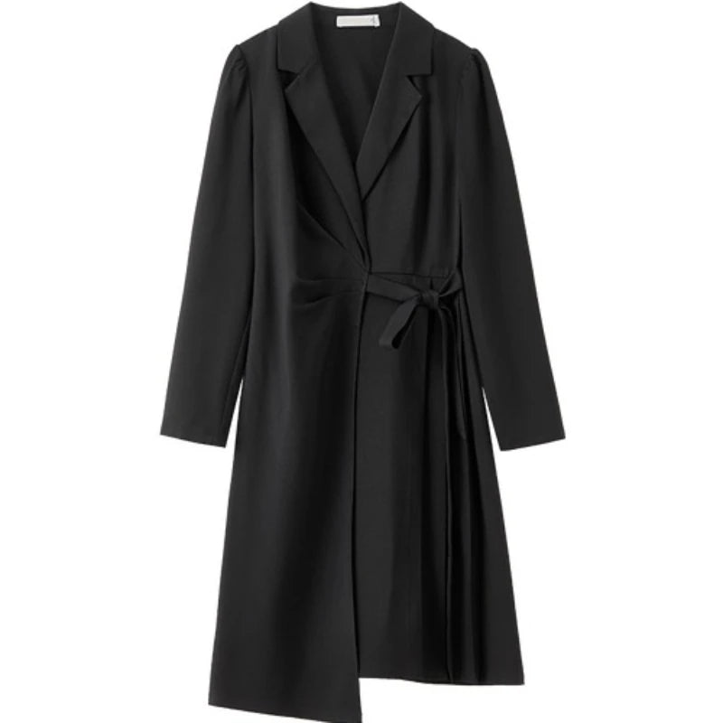 Belted Long-Sleeve Blazer Dress