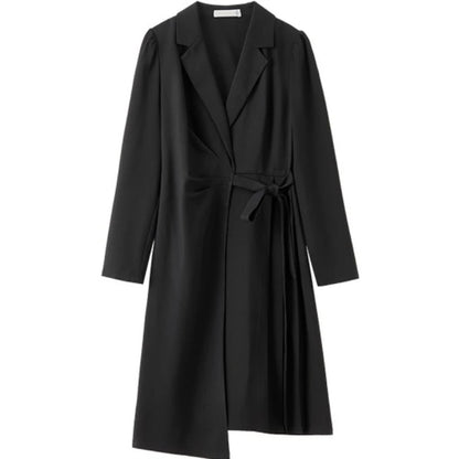 Belted Long-Sleeve Blazer Dress