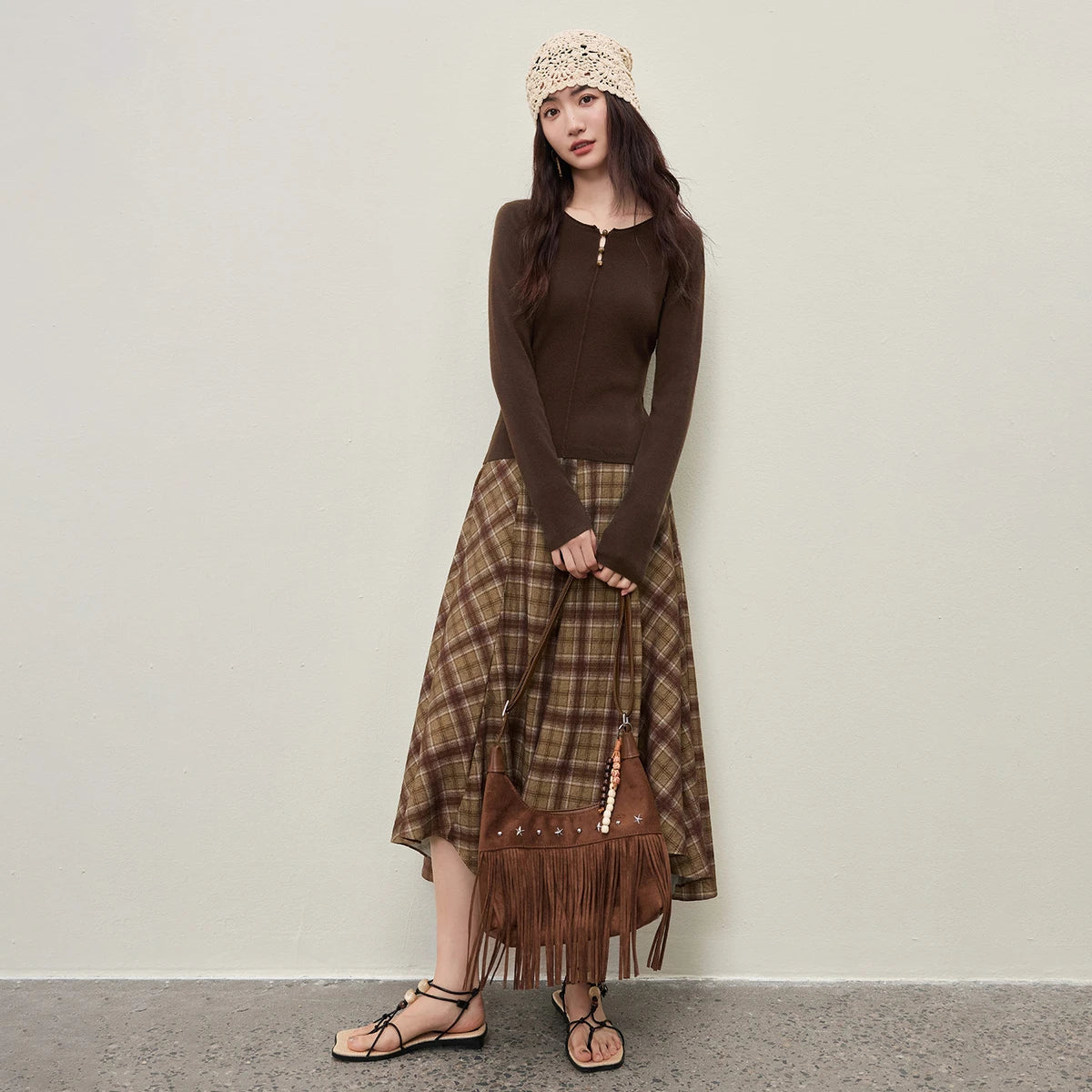 Split-Neck Long-Sleeve Top