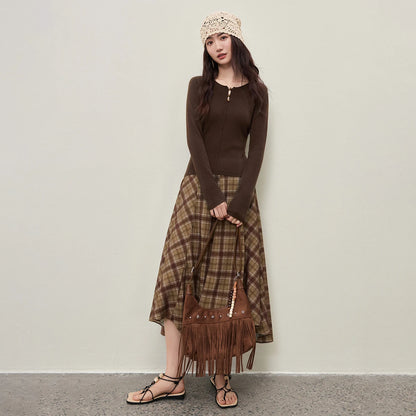Split-Neck Long-Sleeve Top