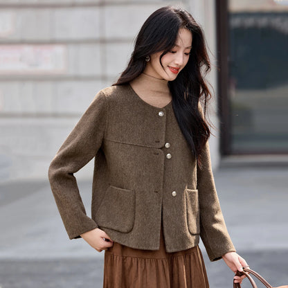Collarless Patch-Pocket Jacket