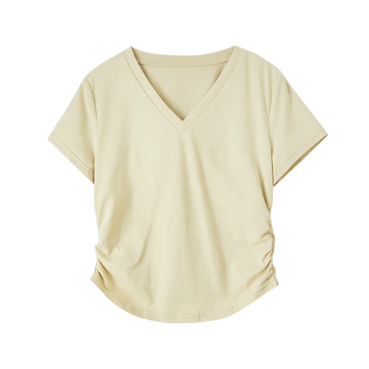 V-Neck Side-Ruched Tee