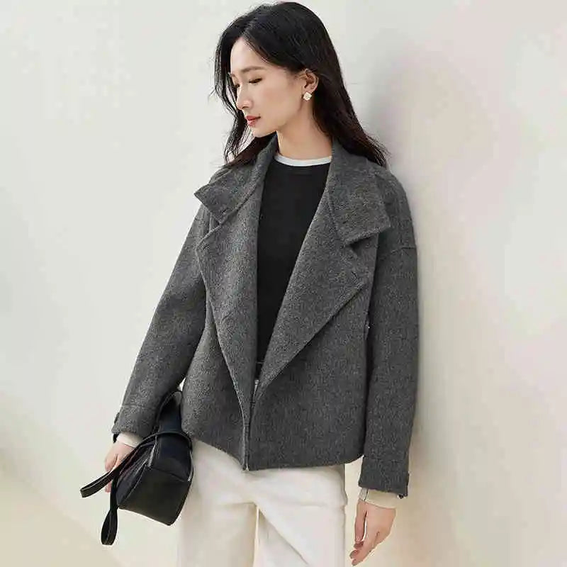 Stand-Collar Double-Breasted Jacket