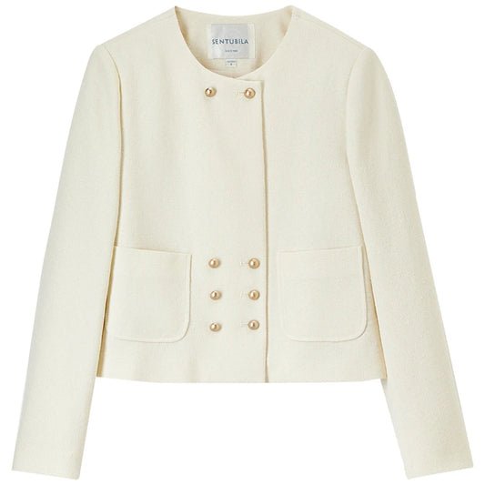Double-Breasted Collarless Jacket