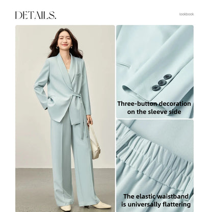 Tie-Waist Blazer and Pants Set