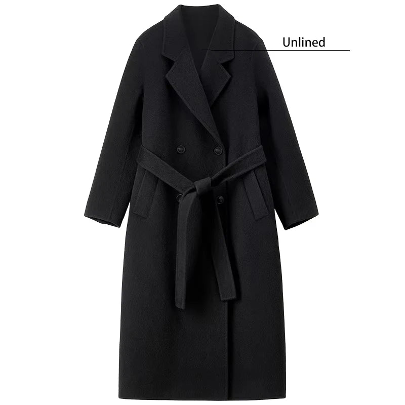Notched-Lapel Long Coat