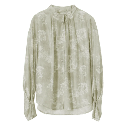 Floral Ruffle-Collar Blouse
