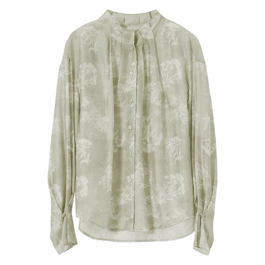 Floral Ruffle-Collar Blouse