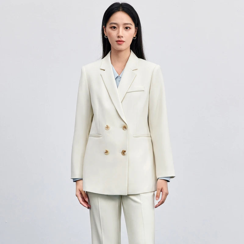Double-Breasted Notched-Lapel Blazer